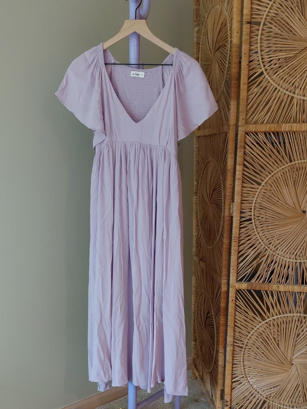 In Bloom Lavender Flutter Sleeve Maxi Dress